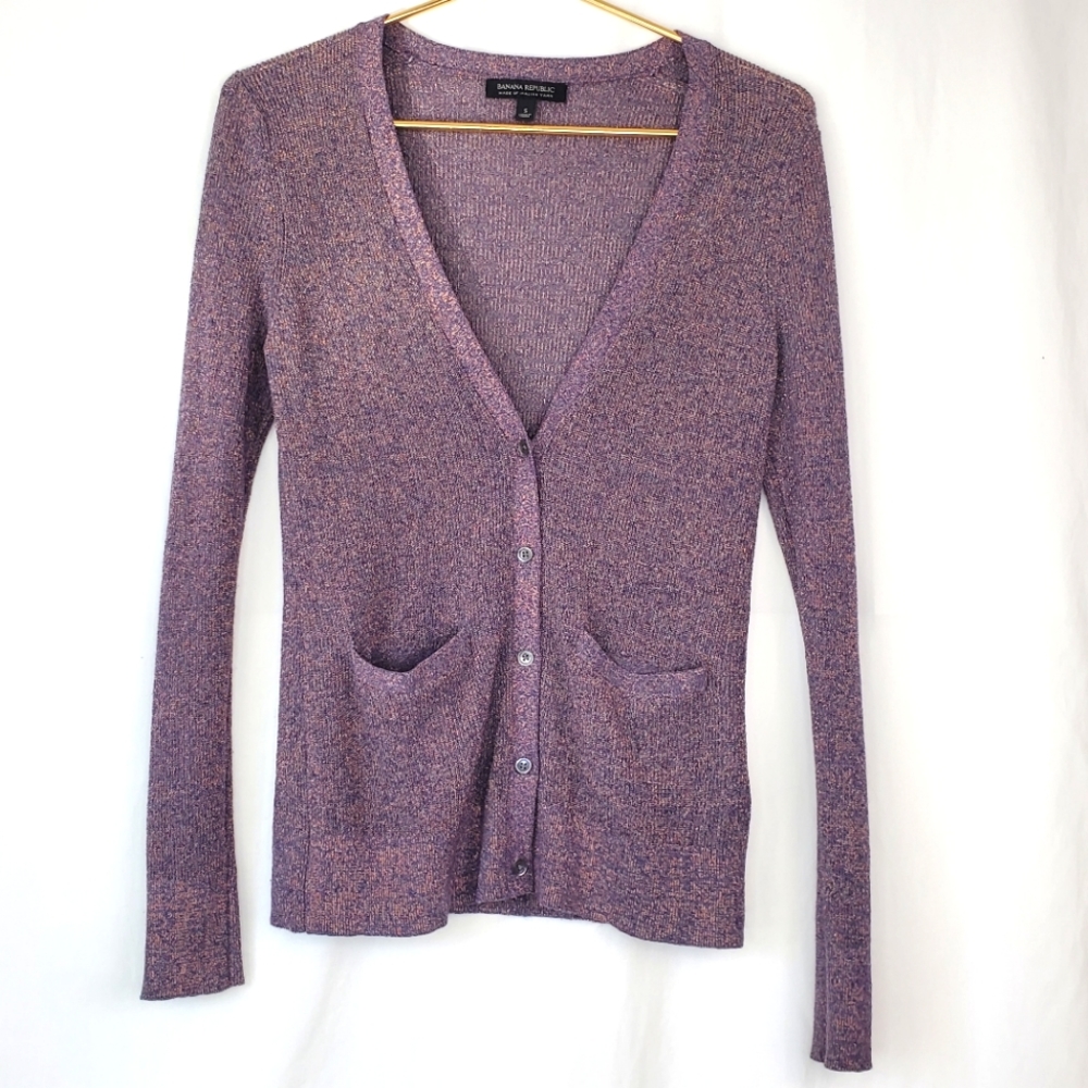 Banana Republic Purple Button-up Cardigan
